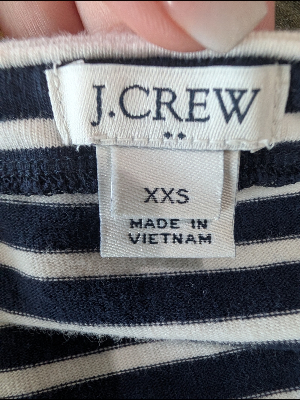 J. Crew Navy and White Striped Ruffle Sleeve Mini Dress - Picture 5 of 6